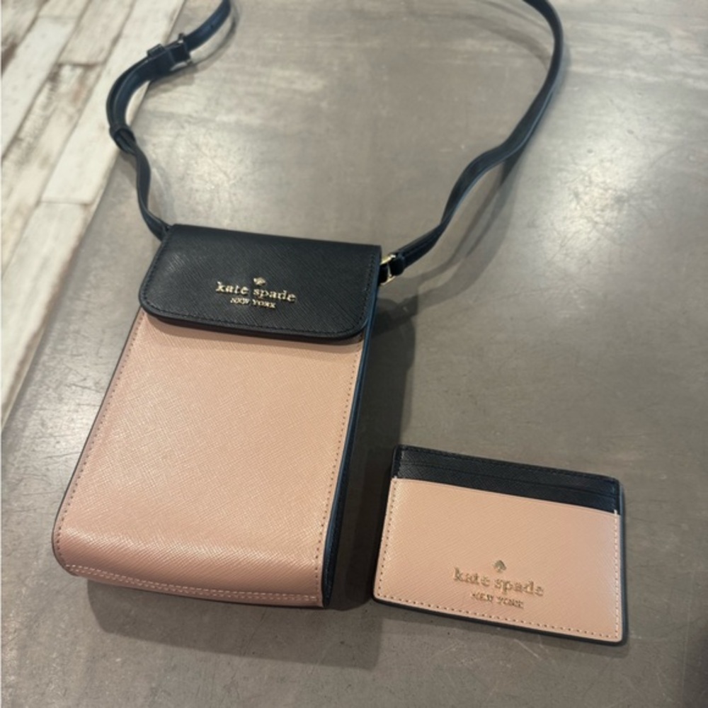 KATE ♠️SPADE leather combo! Phone Crossbody & sm slim card holder colorblock: